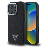 Guess PU Grained Triangle Logo kryt pro iPhone 16 Pro černý