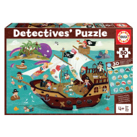 Puzzle pirátská loď Detectives Pirates Boat Educa hledej 30 předmětů 50dílné od 4 let
