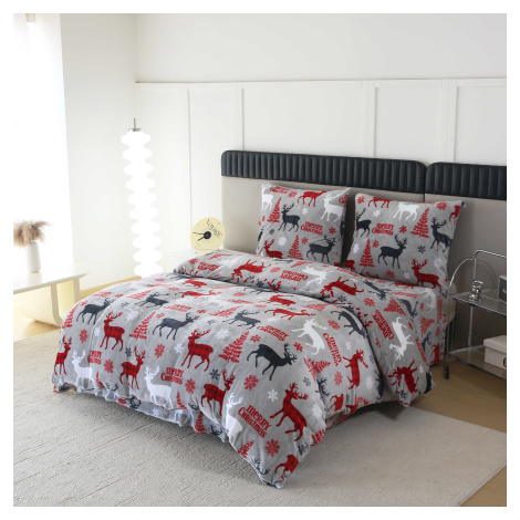 Mikroplyšové povlečení MERRY CHRISTMAS DEER šedé Rozměr povlečení: 70 x 90 cm | 140 x 220 cm