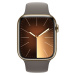 Apple Watch Series 9 Cellular 45mm Zlatá ocel s jílově šedým sportovním řemínkem S/M Zlatá