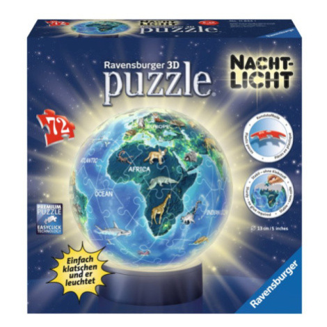 RAVENSBURGER 3D Svítící puzzleball Noční globus 72 dílků 122091
