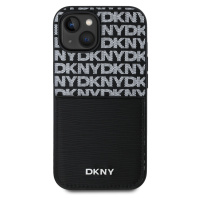 Zadní kryt DKNY PU Leather Repeat Pattern Card Pocket pro Apple iPhone 15, černá