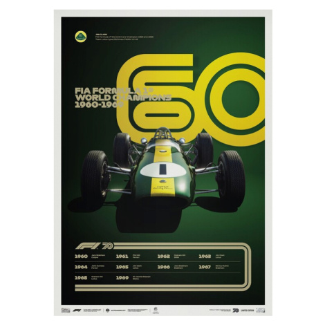 Umělecký tisk Formula 1 Decades - 60's Lotus, (50 x 70 cm) Automobilist