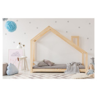 Domečková patrová dětská postel z masivního dřeva 90x200 cm v přírodní barvě Mila DMP Rozměr: 80