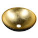 SAPHO MURANO BLACK-GOLD skleněné umyvadlo kulaté 40x14 cm, černá/zlatá