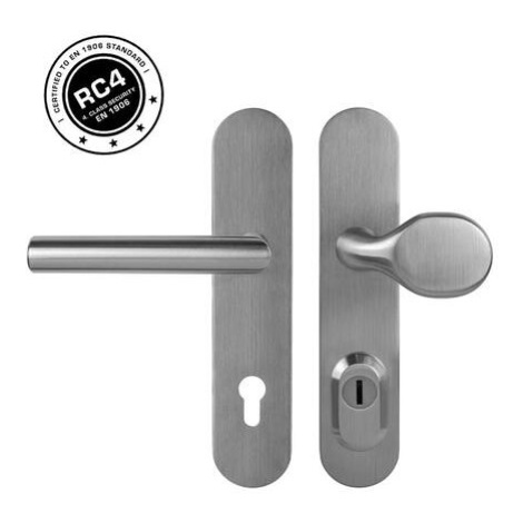 Bezpečnostní kování MPK Securo broušená nerez s překrytím pro vstupní dveře SECUROBNMAKL90 Naturel