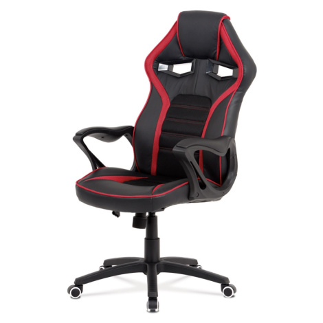 Kancelářská židle FORNASI, černá ekokůže/červená látka Autronic