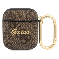 Guess 4G Script PC/PU pouzdro pro Airpods 1/2 hnědé