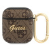 Guess 4G Script PC/PU pouzdro pro Airpods 1/2 hnědé