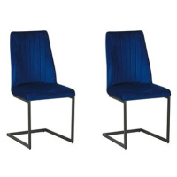 Sada 2 sametových modrých jídelních židlí LAVONIA, 239680