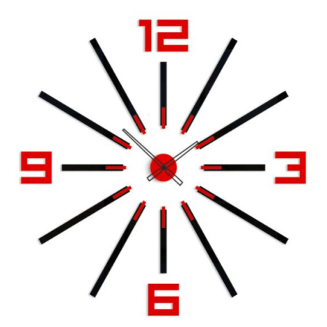 ModernClock 3D nalepovací hodiny Big Sheen černo-červené