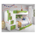 ArtBed Dětská patrová postel HARRY | bílá/zelená