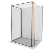 MEXEN/S Kioto Sprchová zástěna WALK-IN 100 x 100 x 40 cm, černý vzor, měď kartáčovaná 800-100-10