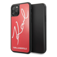 Karl Lagerfeld KLHCN58DLKSRE  hard silikonové pouzdro iPhone 11 Pro red Signature glitter