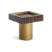 Estila Designový příruční stolek Lea v art deco stylu v čokoládové hnědé barvě se zlatou kovovou