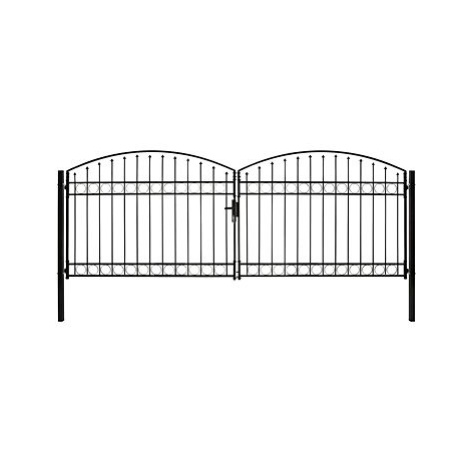 Dvoukřídlá zahradní brána s obloukem ocelová 400×150 cm černá SHUMEE