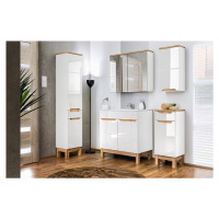 Comad Koupelnová sestava Bali 80 cm se zápustným umyvadlem, skříňkami a zrcadlem dub wotan/bílá