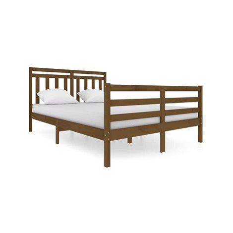 Rám postele medově hnědý masivní dřevo 140 × 200 cm, 3100657 SHUMEE