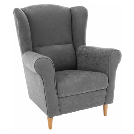 Křeslo ušák, látka šedá, Charlot Tempo Kondela
