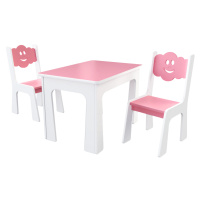 ID Dětský stůl a dvě židličky - růžový mráček