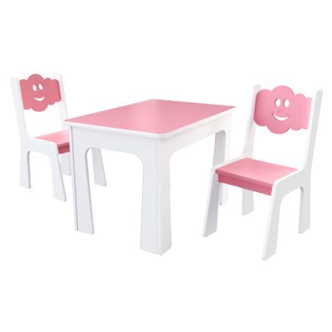 Ideme Dětský stůl a dvě židličky - růžový mráček