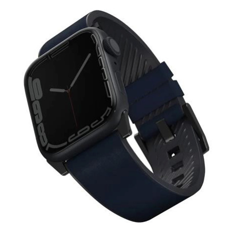 UNIQ Straden voděodolný kožený řemínek Apple Watch 45/44/42mm modrý