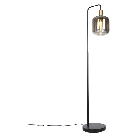 Chytrá stojací lampa černá se zlatým a kouřovým sklem včetně WiFi A60 - Zuzanna QAZQA