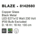NOVA LUCE závěsné svítidlo BLAZE měďené sklo a černý kov E27 1x12W 230V IP20 bez žárovky 8142680
