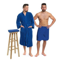 Interkontakt Sada Navy Blue: župan s kapucí + pánský saunový kilt + osuška