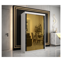 Šatní skříň Abi Golden T3 Barva korpusu: Bílá, Rozměry: 120 cm, Dveře: Černý Marmur + zlaté zrca
