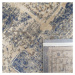 Koberec v béžovo-hnědé barvě s modrým vintage vzorem