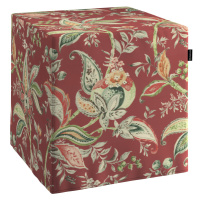 Dekoria Sedák Cube - kostka pevná 40x40x40, rostlinné a květové vzory na cihlově červeném podkla