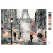 Malování podle čísel - PAŘÍŽ A LIDÉ S RŮŽOVÝMI DEŠTNÍKY Rozměr: 80x100 cm, Rámování: bez rámu a 