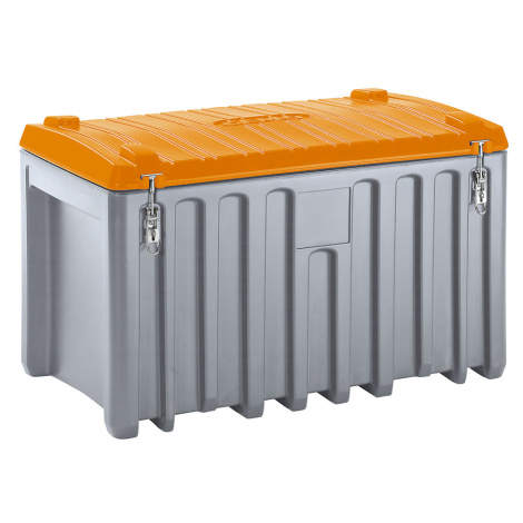 CEMO Univerzální box z polyetylenu, obsah 400 l, nosnost 250 kg, šedá / oranžová
