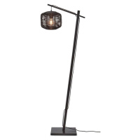 Černá stojací lampa s ratanovým stínidlem (výška 150 cm) Tanami – Good&Mojo