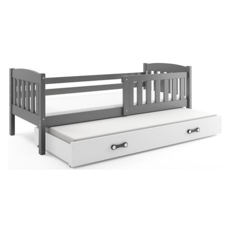 Dětská postel KUBUS s výsuvnou postelí 90x200 cm - grafit Bílá