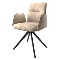DELIFE Otočná židle Vinja-Flex béžový vintage křížová podnož hranatá otočná černá