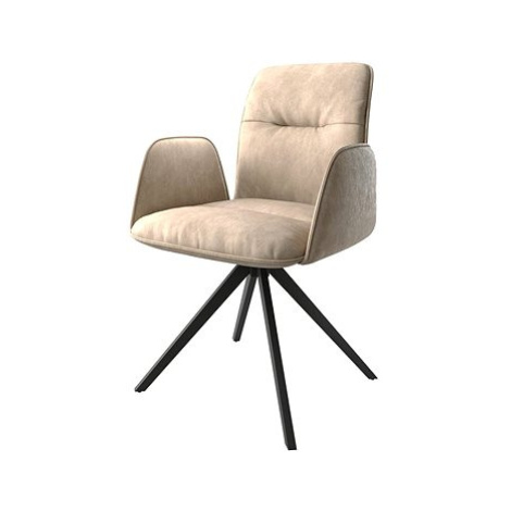 DELIFE Otočná židle Vinja-Flex béžový vintage křížová podnož hranatá otočná černá