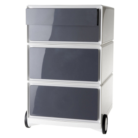 Paperflow Pojízdný kontejner easyBox®, 2 zásuvky, 2 ploché výsuvy, bílá / antracitová