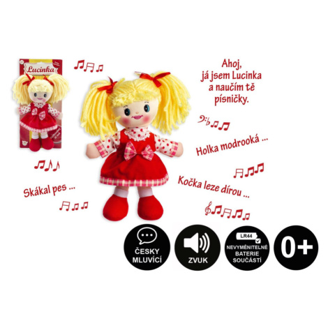 Panenka Lucinka hadrová plyš 30 cm česky zpívající na kartě Teddies