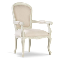 Estila Luxusní barokní jídelní židle M-Vintage z masivního dřeva bílé barvy 96cm