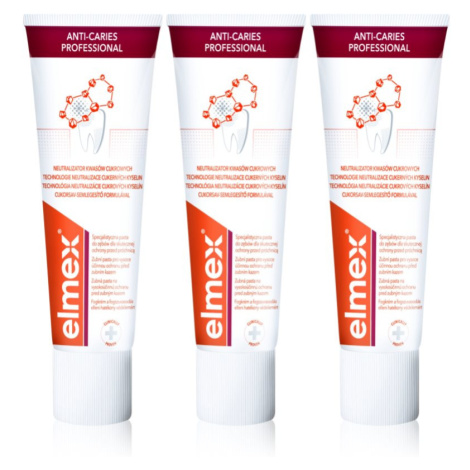 Elmex Anti-Caries Professional zubní pasta chránící před zubním kazem 3 x 75 ml