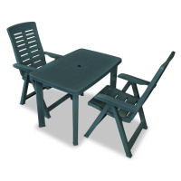 vidaXL 3dílný bistro set plastový zelený