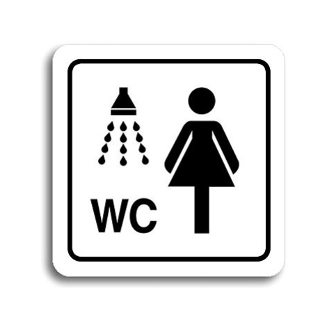 Accept Piktogram "sprcha, WC ženy" (80 × 80 mm) (bílá tabulka - černý tisk)