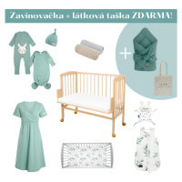 Sleepee Sada pro pohodlné noční kojení s přístavnou postýlkou pro miminko mint/green+ taška a za