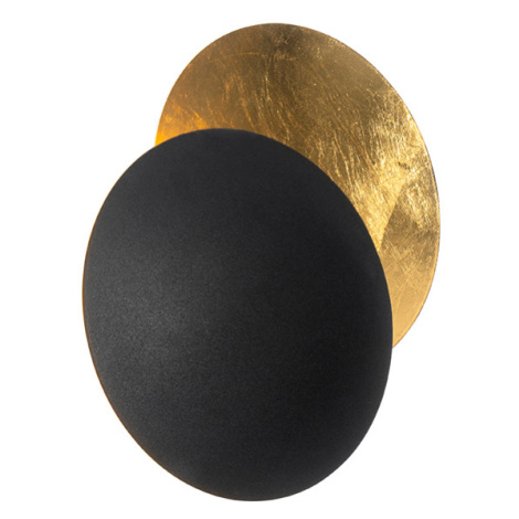 Moderní nástěnné svítidlo černé se zlatou - Sunrise QAZQA