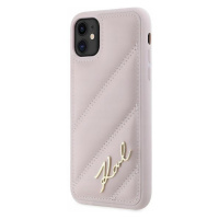 Pouzdro Karl Lagerfeld pro iPhone 11 Xr 6.1 růžové Quilted Script