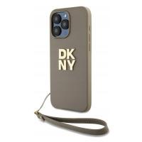 Pouzdro Dkny pro iPhone 15 Pro Max 6.7 béžové Wrist Strap Stock Logo