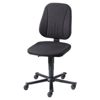 bimos ESD pracovní otočná židle, černý látkový potah, podstavec s pěti nohami z ocelové trubky, 