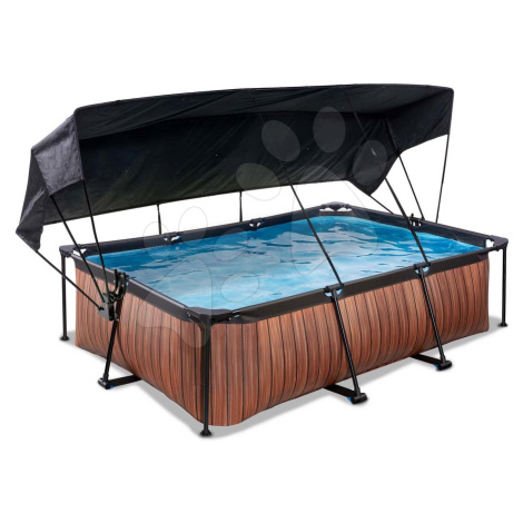 Bazén se stříškou a filtrací Wood pool Exit Toys ocelová konstrukce 220*150 cm hnědý od 6 let